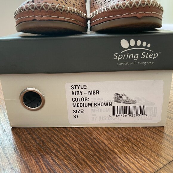 Spring Step Airy Wedge T-Strap Shoes, Medium Brown Leather, EU Size 37 (US 6.5) - Picture 7 of 12